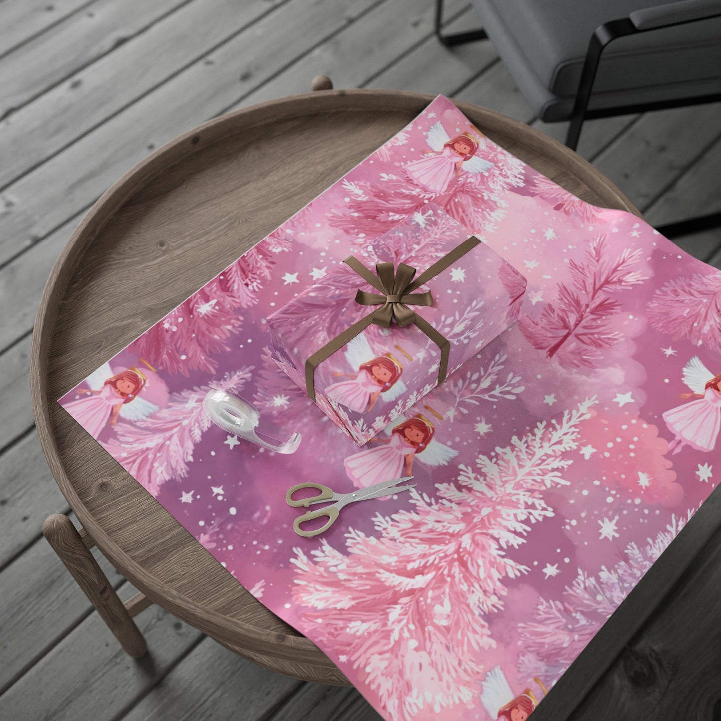Pink Angel Babies Wrapping Paper