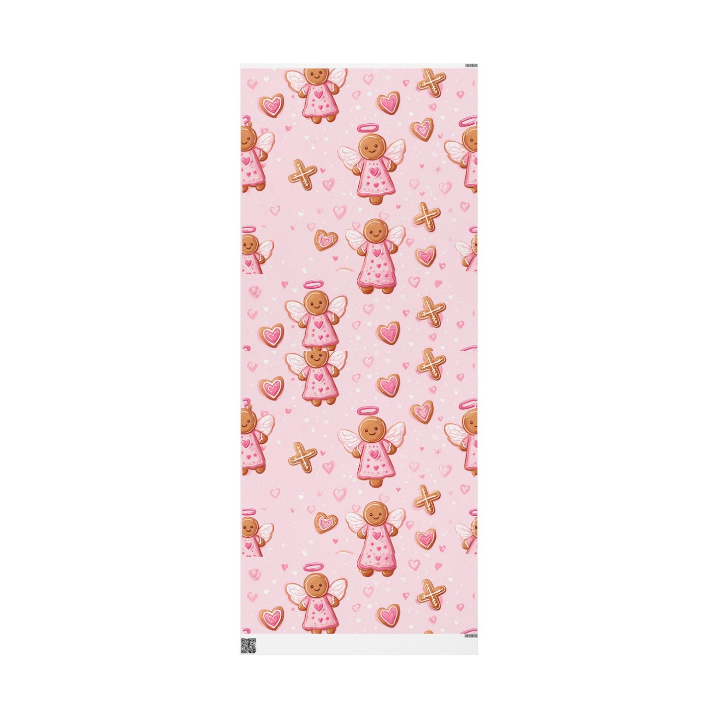 Pink Gingerbread Angels Wrapping Paper