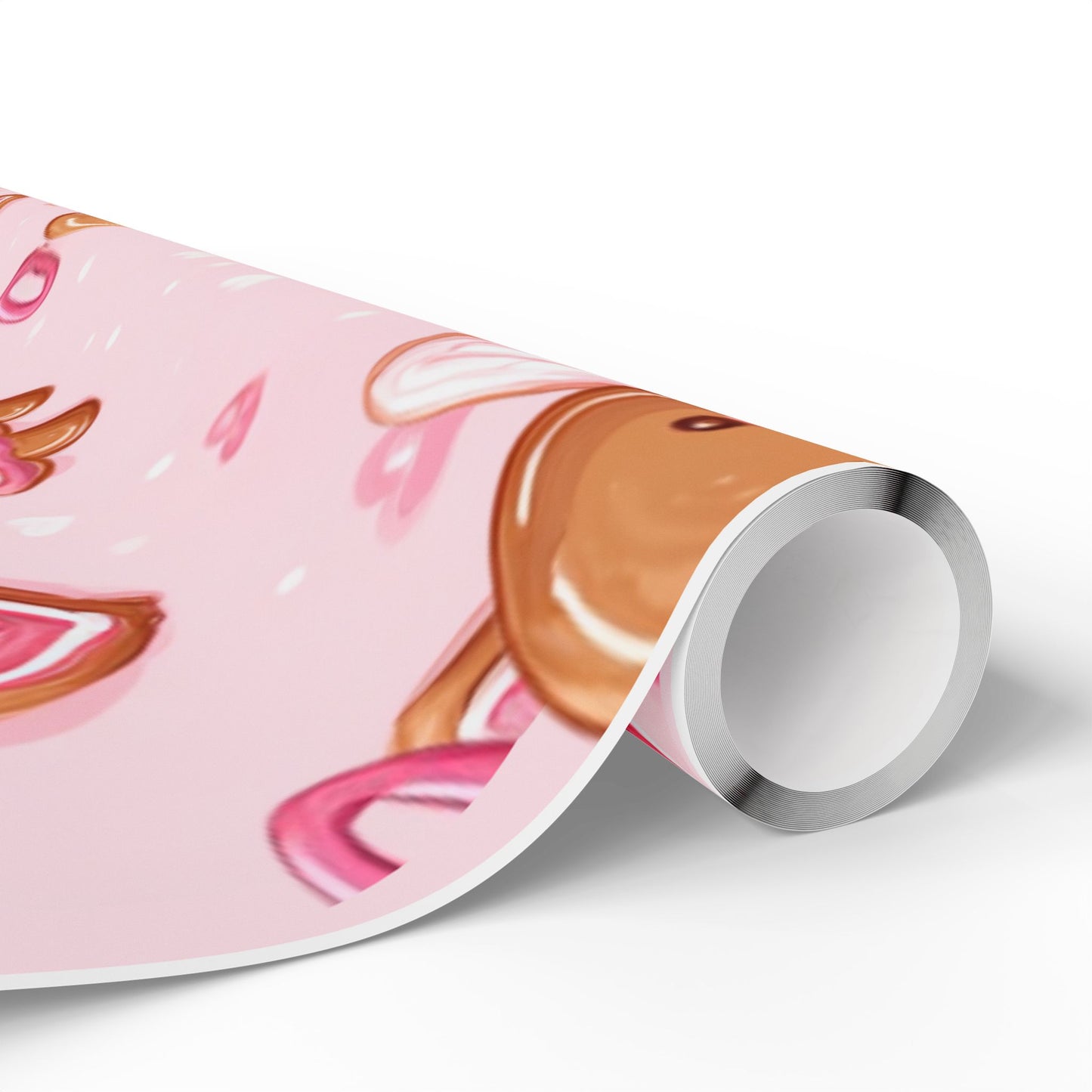 Pink Gingerbread Angels Wrapping Paper