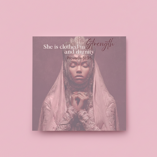 Poster with a woman in a hijab and text on a pink background